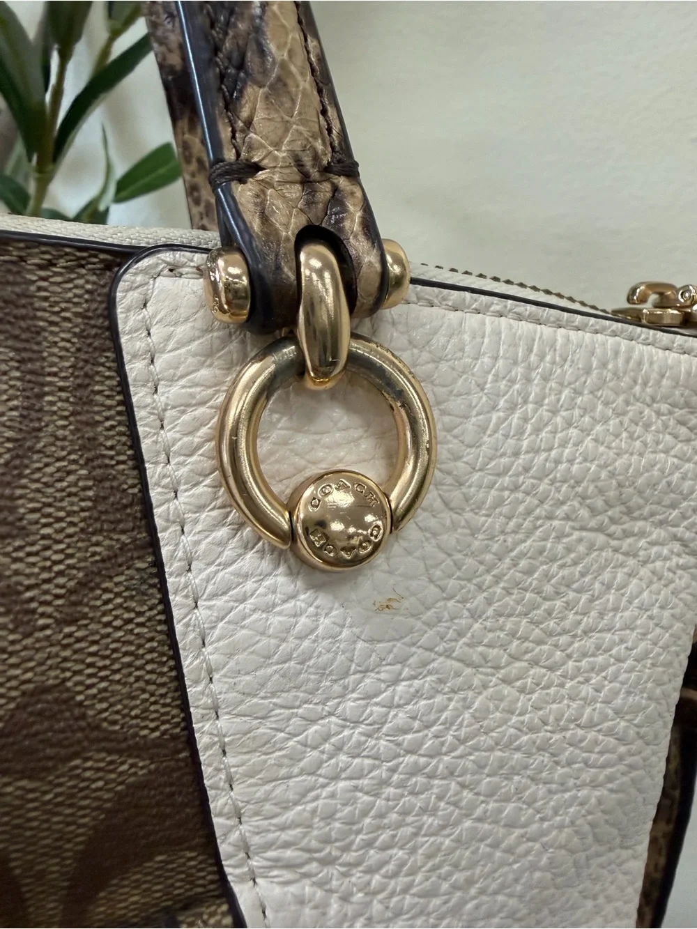 COACH Kacey Satchel colorblock signatute canvas
